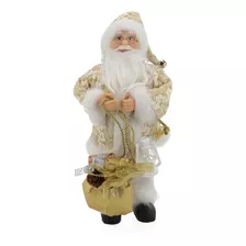 Boneco Papai Noel Decoração Natal Alta Qualidade 32 Cm Cor Dourado