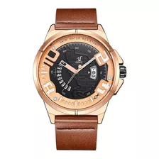 Relógio Masculino Weide Analógico Uv1802 Dourado E Marrom