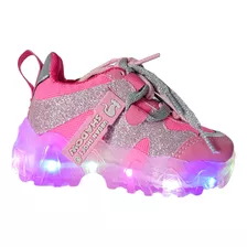 Tenis Barbie Niña Chunky Rosa Fiucsa Luz Led Sneakers Moda