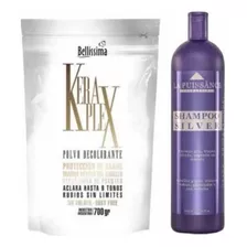 Polvo Decolorante Keraplex + Shampoo Silver 1lt La Puissance