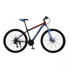 Mountain Bike Kioto Mtb R29 21v Frenos De Disco Mecánico Color Azul/rojo Con Pie De Apoyo