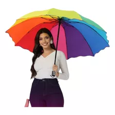 Guarda Chuva Sombrinha Grande Reforçado Cabe Bolsa Arco Iris