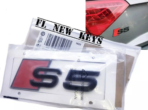 Kit 3 Emblemas Audi S5 Coupe Gloss Black Originales 2021-25 Foto 5