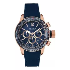 Reloj Náutica Napbfcf01 Hombre Silicona Cronógrafo Original Color De La Correa Azul