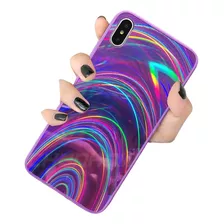 Funda Arcoiris Láser Moda Huawei + Mica De Cristal Templado