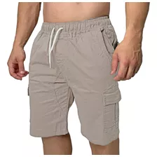 Bermudas Cargo Gabardina Hombre Verano Colores Elastico