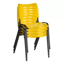 Jogo De Cadeiras Amarela Iso Em Polipropileno Com 4 Unid