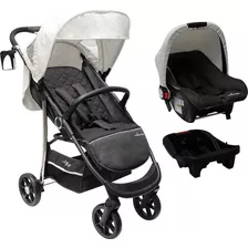 Cochecito Travel System Bebe Premium Baby Huevito C/ Base 0+ Color Gris Oscuro