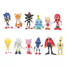 Kit 12 Miniaturas Sonic Robotinic Shadows Tails Coleção