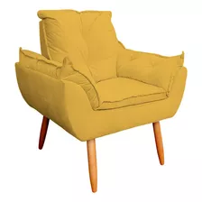 Poltrona Decorativa Opala Veludo Amarelo Kimi Decor