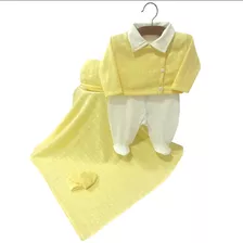 Saída Maternidade Amarelo Com Off White