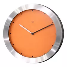 Reloj De Pared De Aluminio Cepillado Firma Naranja