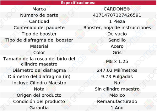 1 Booster Frenos Protege L4 1.5l 97 Al 98 Reman Foto 5