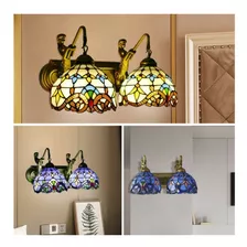 2-light Tiffany Style Mermaid Dome Wall Sconce Lamp Stai Lvv