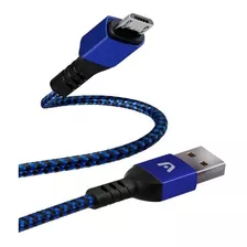 Cable Micro Usb De Nylon Azul Argom Tech 1.8mts Carga Rápida