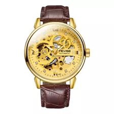 Relógio Genuine Watch Band Relógio De Pulso Couro Dourado Lu