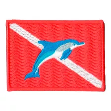 Patch Bordado - Bandeira De Mergulho Com Golfinho Ad30012-2