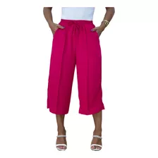 Calça Feminina Pantacourt Moda Verão Com Bolsos Top