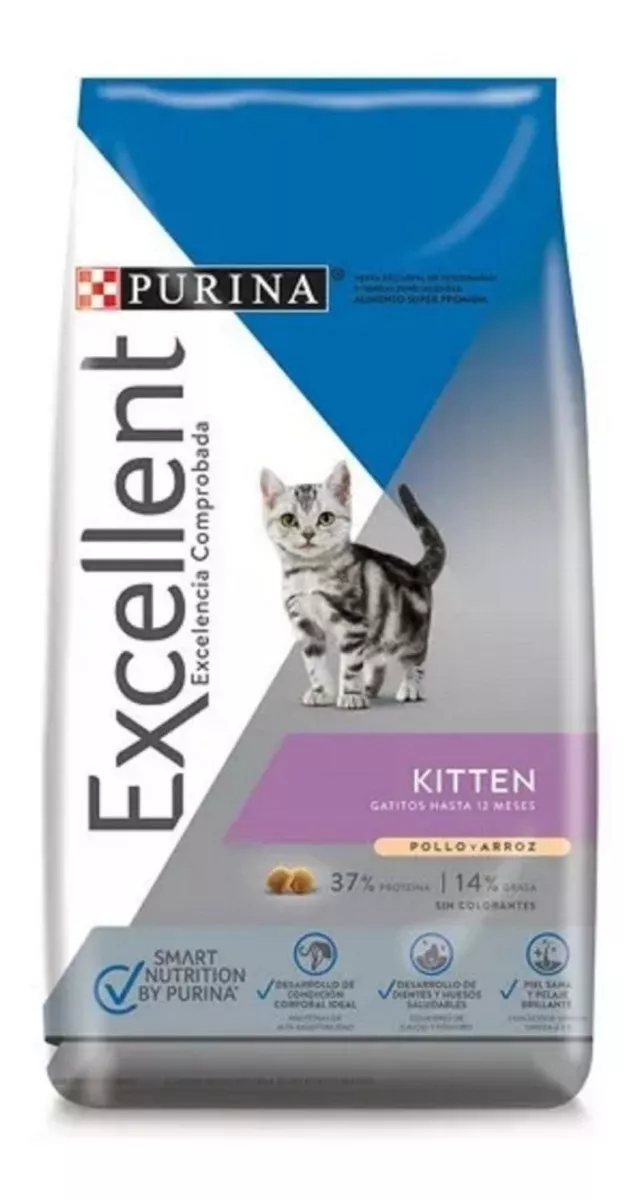 Alimento Excellent Kitten Para Gato De Temprana Edad Sabor Pollo Y Arroz En Bolsa De 7.5 kg