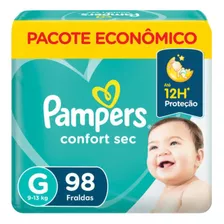 Fralda Descartável Infantil Pampers Confort Sec G 98 Tiras