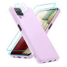 Funda Samsung Galaxy A12 De Silicona Templado Gratis - Rosa