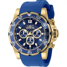 Reloj Para Hombres Invicta Pro Diver 40028 Azul Color De La Correa Oro