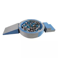  Alberca Para Pelotas + Rampa + Escalera+ Pelotas Azul Perla