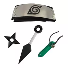 Bandana Naruto + Kunai + Shuriken + Colar Tsunade