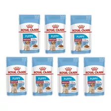 Kit 7 Unidades Royal Canin Ração Sachê Wet Medium Puppy 140g