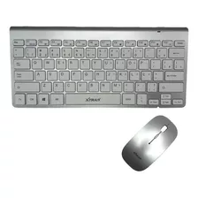 Kit Teclado Mousewireless Fino Abnt2 Hk8850 Prata Xtrad Cor Do Mouse Prateado Cor Do Teclado Prateado