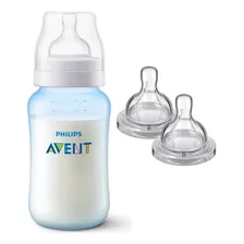 Mamadeira Avent Classic+ 330ml Azul + 2 Bico N4 6m+ 