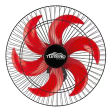 Ventilador Parede 50cm Turbão 6pás Oscilante Preto Vermelho 