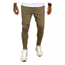 Calça Masculina Super Skinny Zíper Na Perna Com Lycra 