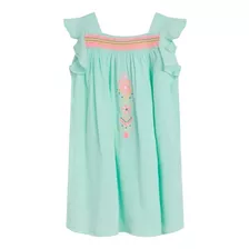 Vestido De Niña Bordado Aqua Colloky