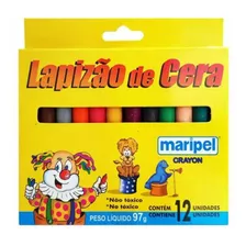 Lapis De Cera Maripel Gizao 12 Cores