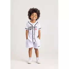 Camisa Infantil De Baseball Prison Nyc 00 White