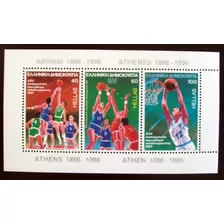 Grecia Deportes, Bloque Sc. 1598 Basket 87 Mint L6084