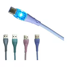 Cable Usb A Tipo C Time Con Luz Mallado Carga Rapida 3.1