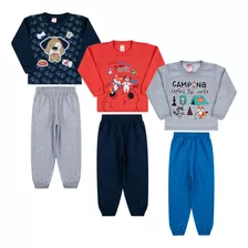 Kit 3 Conjuntos Infantil Atacado Moletom Frio Estiloso Moda 