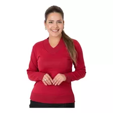 Blusa Gola V Sueter Feminino Liso Tricot Manga Longa Atacado