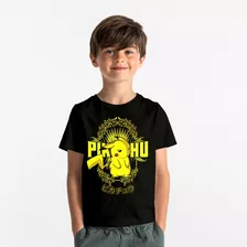 Camiseta Anime Pokemon Pikachu Camisa Infantil 100% Algodão