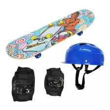 Skate Infantil Com Kit Proteção Sortido Fenix