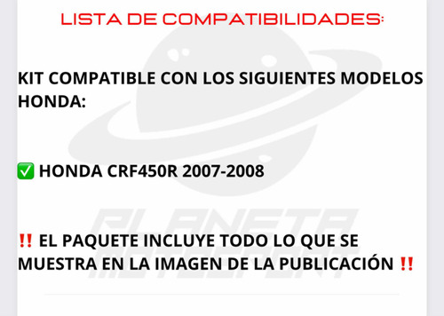 Kit Valvulas Empaques Cabeza Motor Honda Crf450r 2007-2008 Foto 2