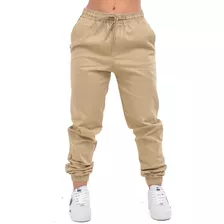 Calça Jogger Feminina Tecido Sarja C Punho Elástico E Bolsos