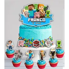 Kit Topper Decorativo Torta Y Cupcakes Minecraf