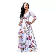 Vestido Bohemio Floral Elegante De Talla Grande Para Mujer