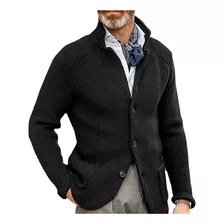 Invierno Cuello Alto Cardigan Espesado Chamarra Punto Abrigo