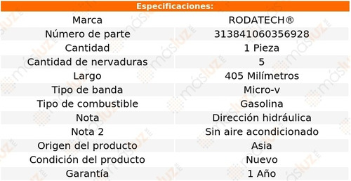 (1) Banda Accesorios Micro-v Protege5 2.0l 4 Cil S/aa 02/03 Foto 2