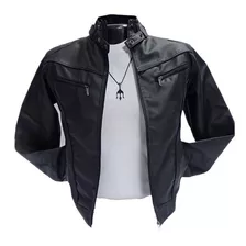 Chaqueta Cuero Tex Para Hombre Con Cuello Tipo Piloto Negra