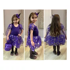 Fantasia Halloween Vestido Bruxinha Infantil Luxo Bruxa 